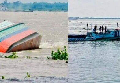চাঁদপুরে ঘূর্ণিস্রোতে সাড়ে চার হাজার বস্তা সিমেন্টসহ ট্রলার ডুবি