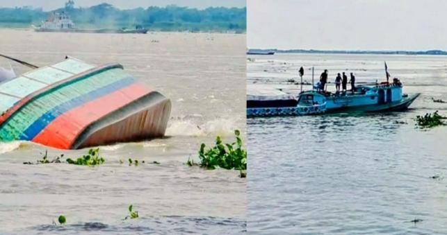চাঁদপুরে ঘূর্ণিস্রোতে সাড়ে চার হাজার বস্তা সিমেন্টসহ ট্রলার ডুবি