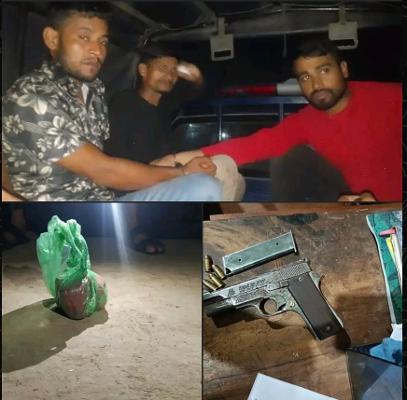 খুলনায় বিদেশি পিস্তল, ৪ রাউন্ড গুলি ও ৩টি ককটেলসহ আটক ৩